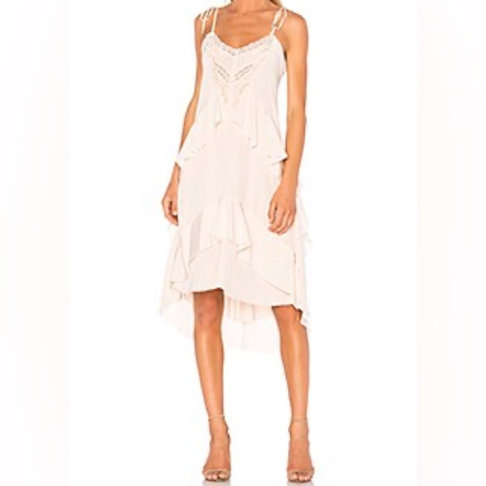 ULLA JOHNSON Emilia Dress Ivory Silk Ruffle Lace Bridal Shower Vacation Wedding